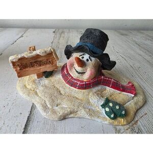 Vintage melted snowman‎ statue figurine Xmas decor funny snow as is glitter